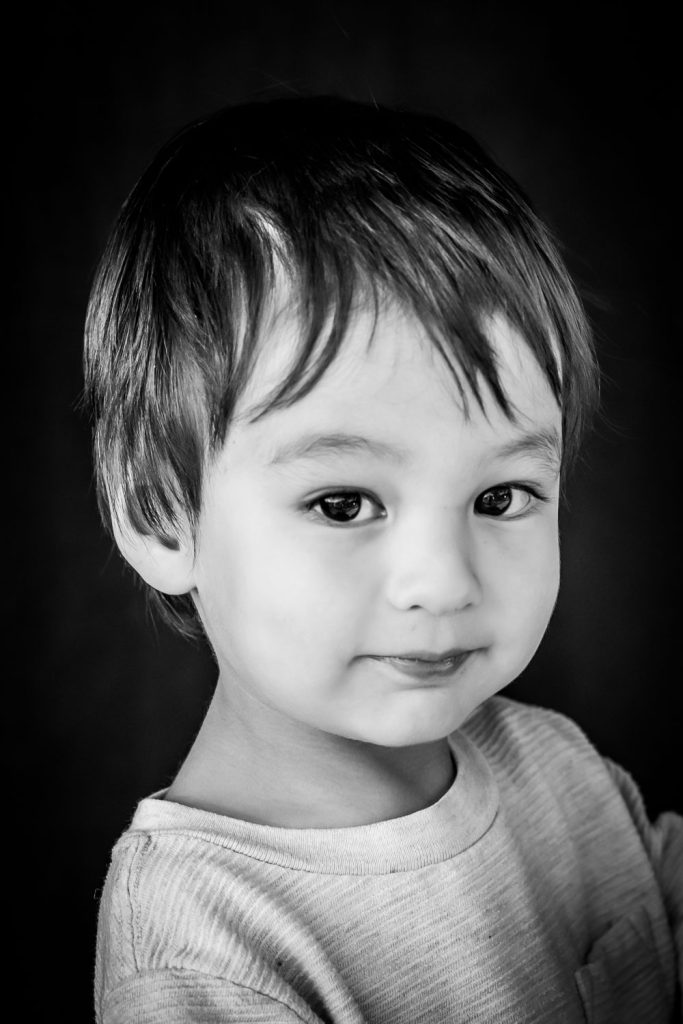 Sweet BW portrait of a young child by Shelly Rivoli Photography