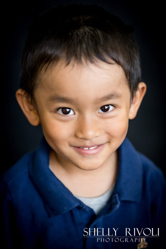 Children's portrait of sweet young boy by photographer Shelly Rivoli