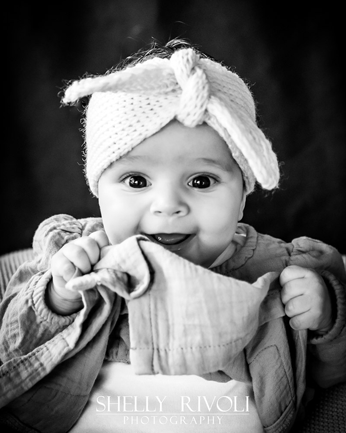 Adorable baby portrait in BW by Bay Area photographer Shelly Rivoli